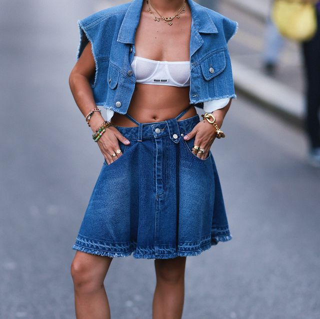 jean skirt outfit