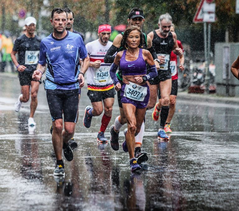 metal and suede B-Bold low-top sneakers - Masters Marathoner Is Running Her  Fastest Times at 58 - Heather Knight Pech Marathons