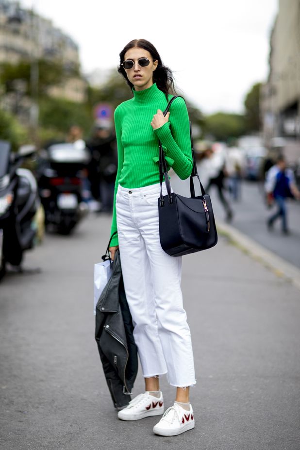 Jeans bianchi street style Parigi