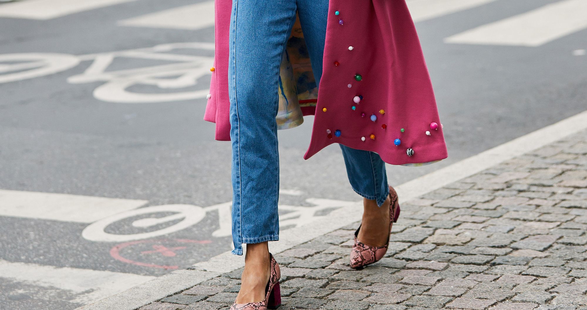 pink, clothing, street fashion, blue, red, denim, fashion, jeans, coat, footwear,