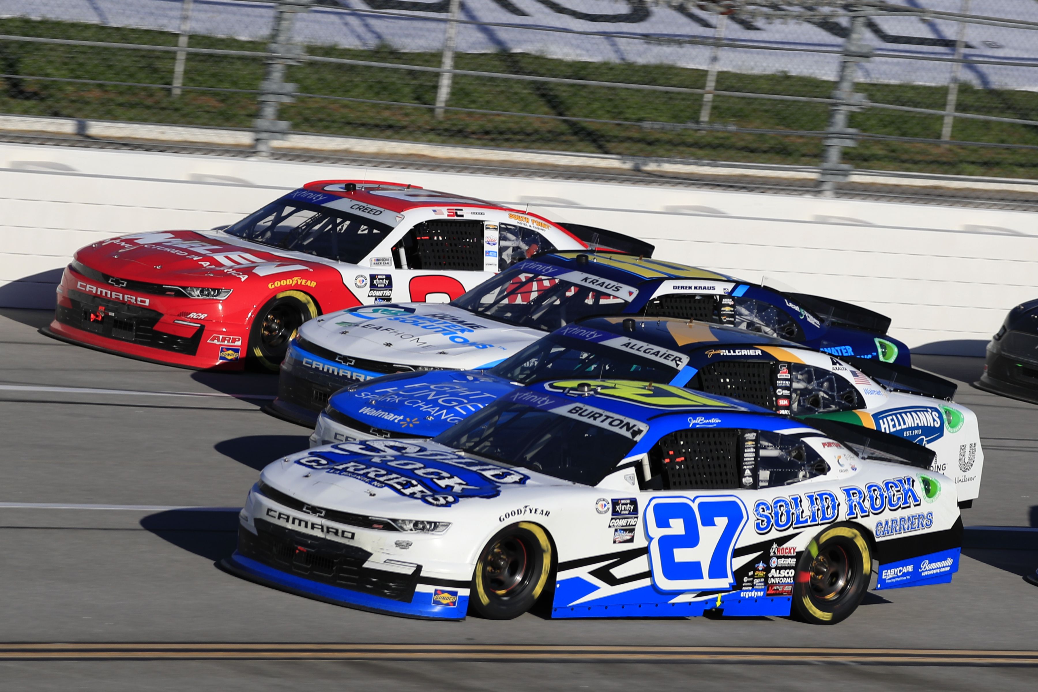 Video Blaine Perkins Rolls Multiple Times; Jeb Burton Wins Wild Xfinity Race at Talladega