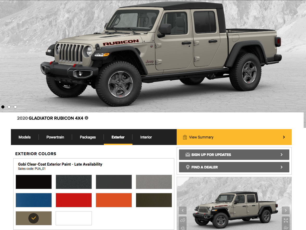 2020 Jeep Gladiator Build-Your-Own Tool – Configure Your Pickup
