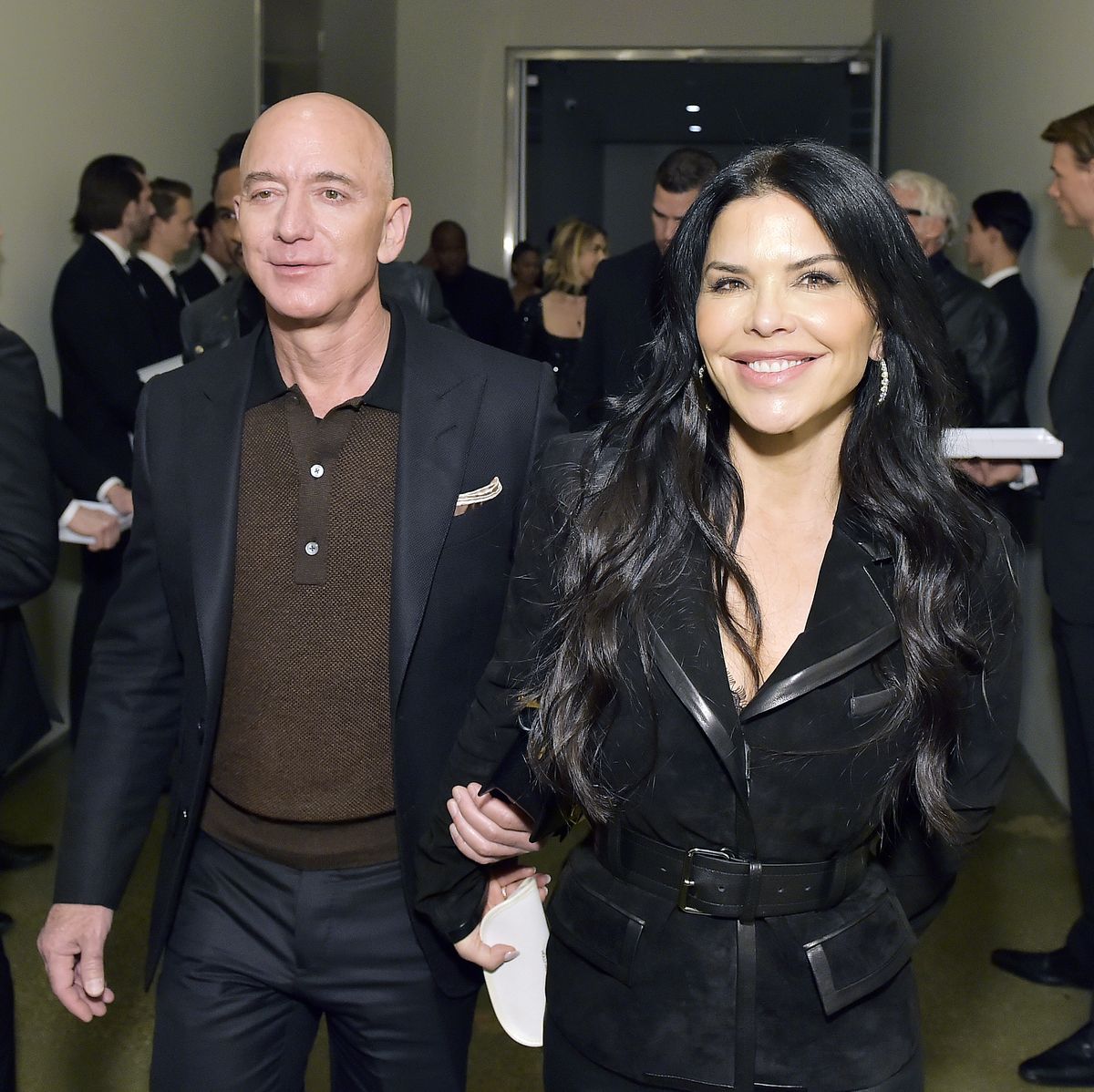 Jeff Bezos and Lauren Sanchez at the Tom Ford: Autumn/Winter 2020 Runway Show in Los Angeles.