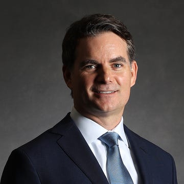 2019 NASCAR Hall of Fame Induction Ceremony CHARLOTTE, NORTH CAROLINA - FEBRUARY 01: 2019 NASCAR Hall of Fame Inductee Jeff Gordon poses for a photo during the 2019 NASCAR Hall of Fame Induction Ceremony at the Charlotte Convention Center on February 01, 2019 in Charlotte, North Carolina. (Photo by Chris Graythen/Getty Images)