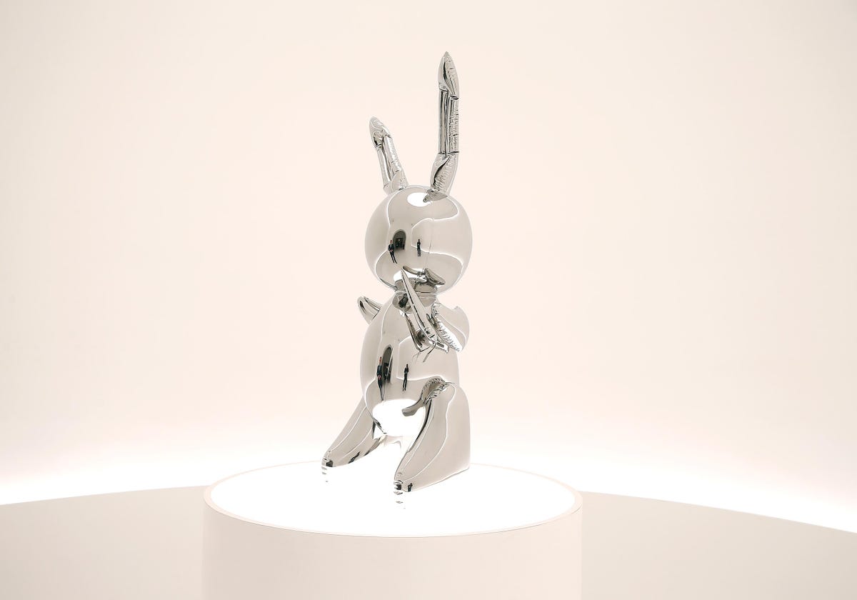 Jeff Koons' 'Rabbit' sculpture sets new auction record for living