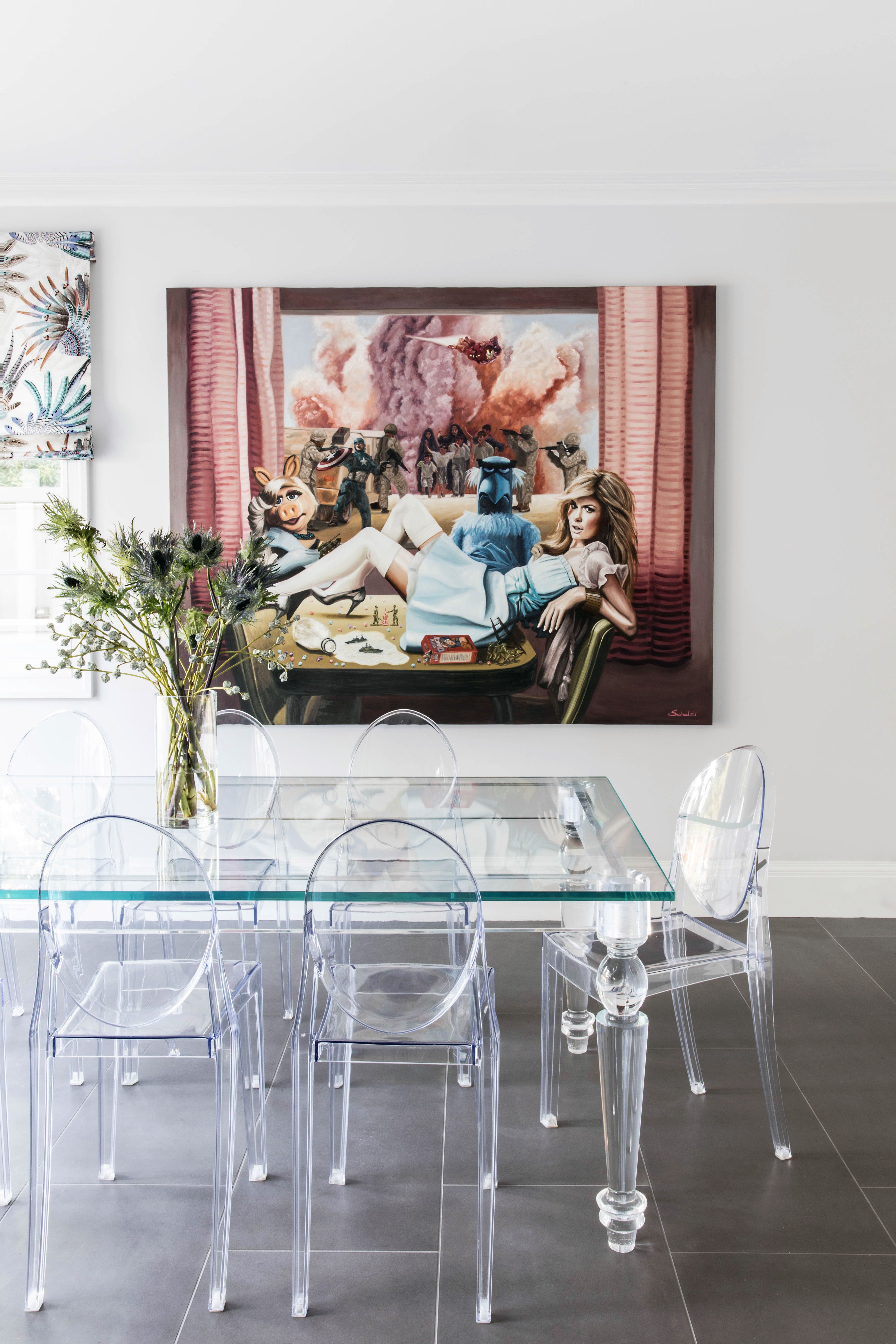 Dining table 2024 with acrylic chairs