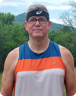 a runner wearing a sweatband