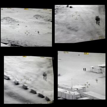 a group of screenshots reporting to show a unidentified flying object on a military base