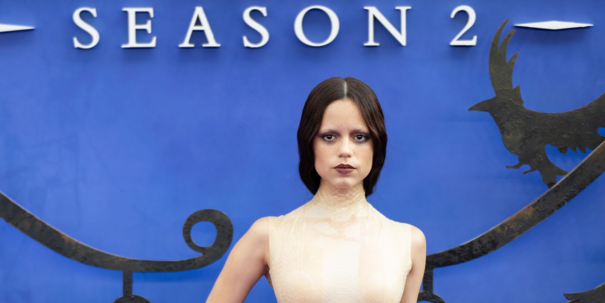 Jenna Ortega Attends “Wednesday” Season 2 Premiere in Sheer Dress