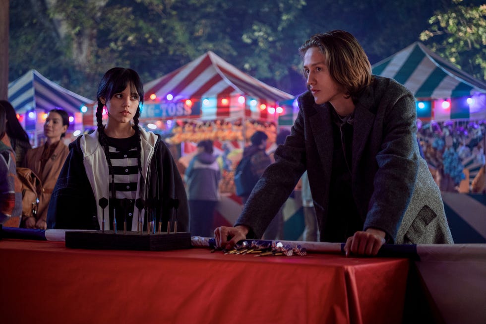 jenna ortega and percy hynes white in wednesday season 1