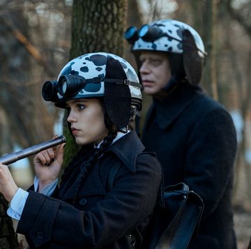 jenna ortega as wednesday addams and fred armisen as uncle fester in wednesday season 1