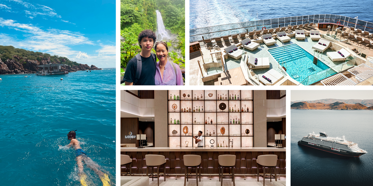 different rooms on a cruise ship and mother and son in nature different rooms on a cruise ship and mother and son in nature