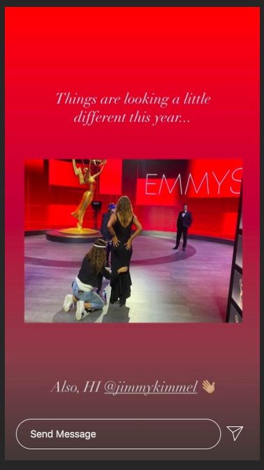 jennifer aniston behind the scenes at the emmy awards 2020