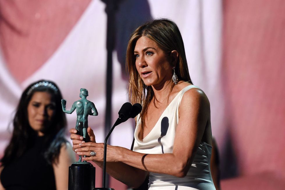 Jennifer Aniston SAG Awards Brad Pitt Acceptance Speech Reaction