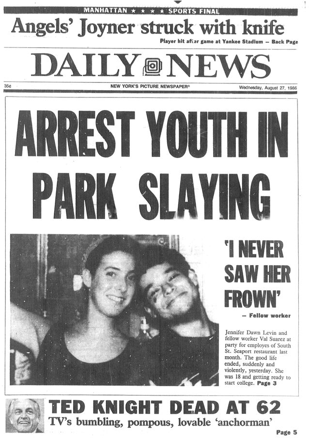 preppy murder of jennifer levin - new york daily news front page 1986