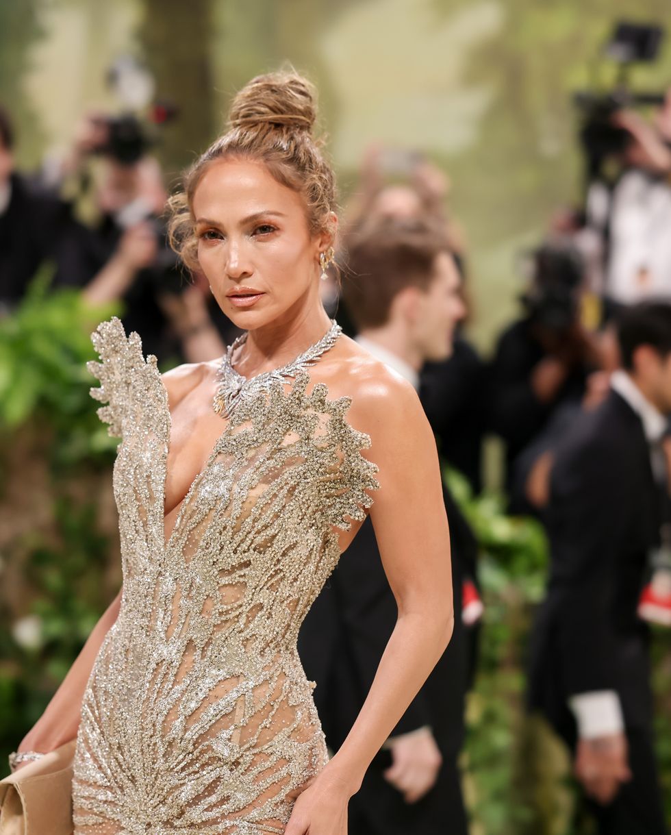 Jennifer Lopez Wears Sheer Crystal Dress at 2024 Met Gala