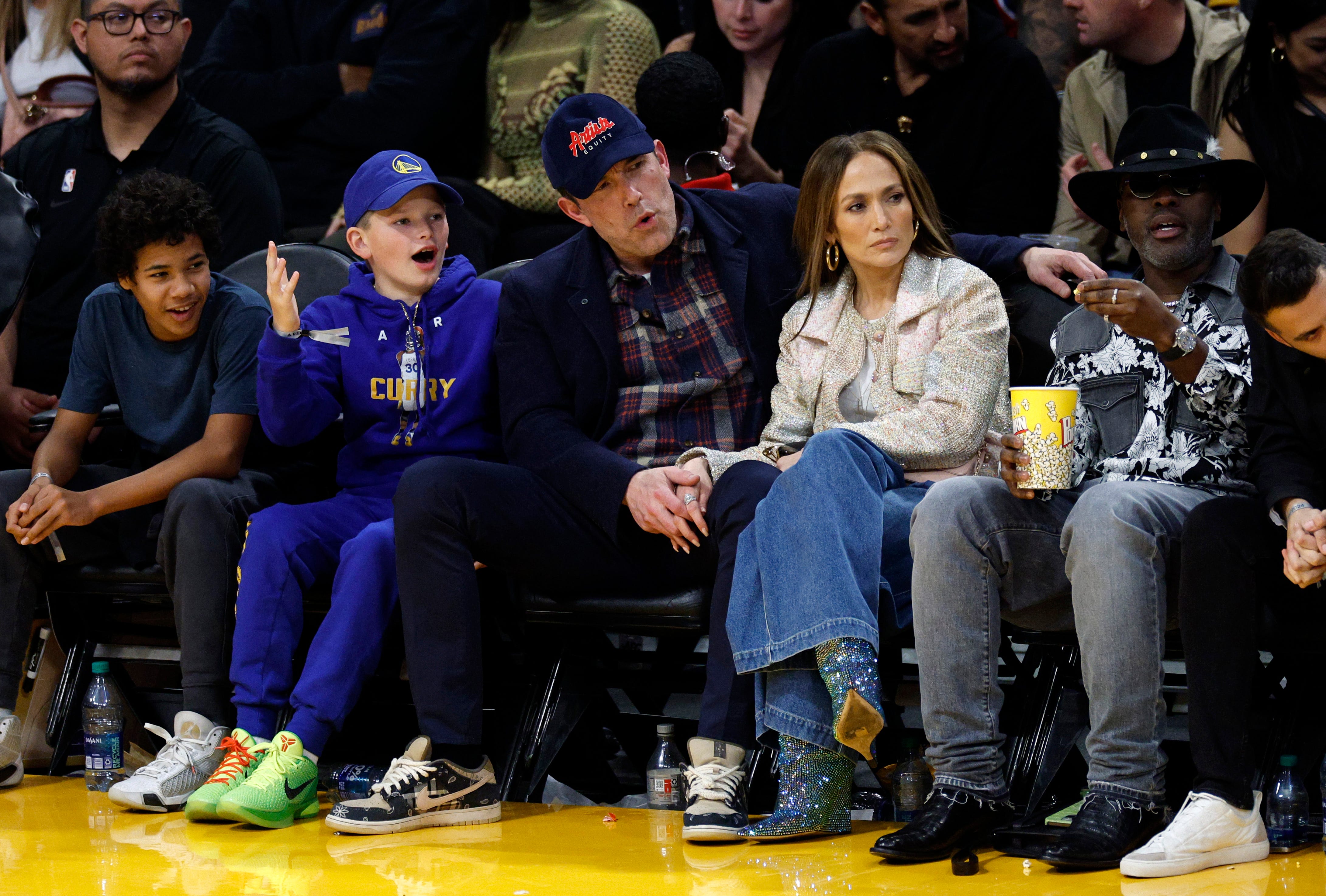 Jennifer Lopez Enjoys a Night Out With Ben Affleck and His Son at L.A. Lakers Game
