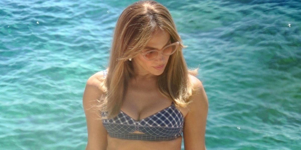 Jennifer Lopez Wears Picnic Bra Top and Skirt Set in Capri, Italy