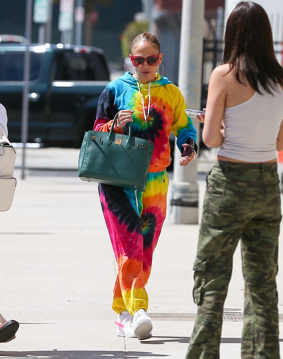 Jennifer Lopez Wearing Low-Rise Cargo Pants and Crop Top