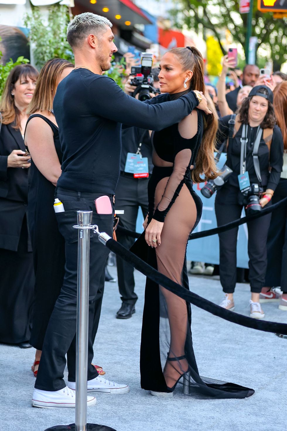 Jennifer Lopez wears Sheer Dress to 'Halftime' Premiere