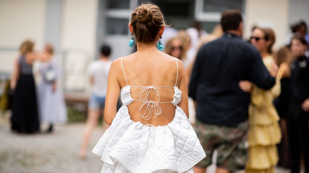 Luxury dress for women - White Balenciaga open back dress