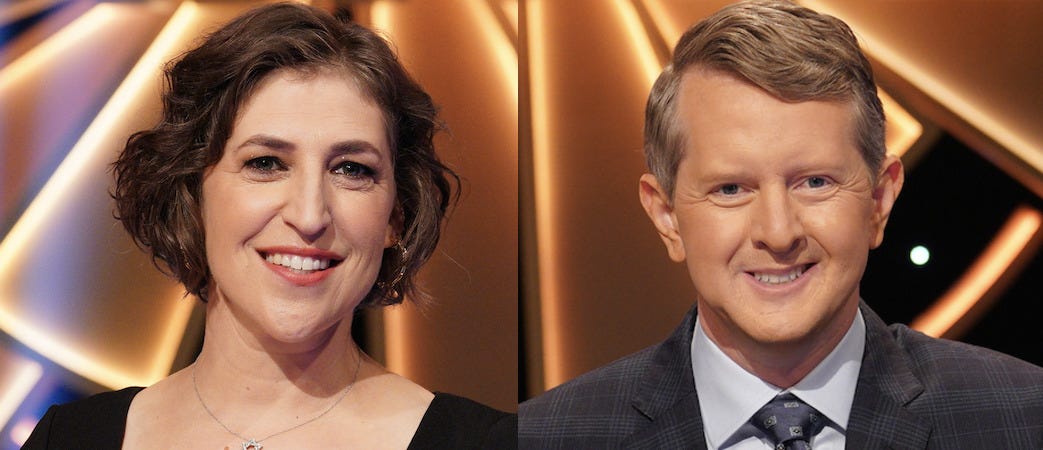 'jeopardy' hosts ken jennings and mayim bialik