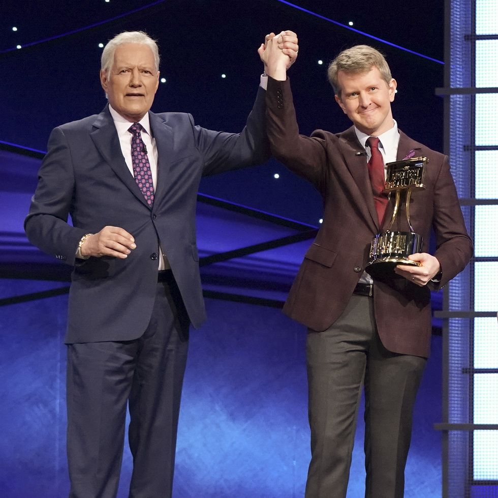 'jeopardy' hosts alex trebek and ken jennings brad rutter, james holzhauer