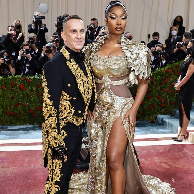 megan thee stallion and jeremy scott attend the 2022 met gala celebrating in america an anthology of fashion arrivals