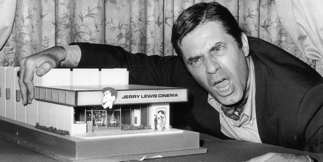 22nd april 1971  american comedian and film star jerry lewis with a model of the jerry lewis cinema  photo by evening standardgetty images