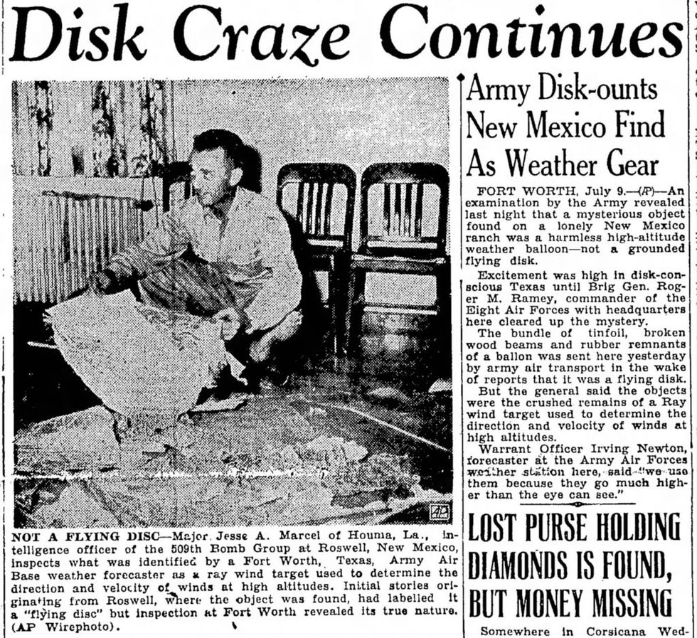 jesse marcel, who initially investigated the roswell ufo site 1947