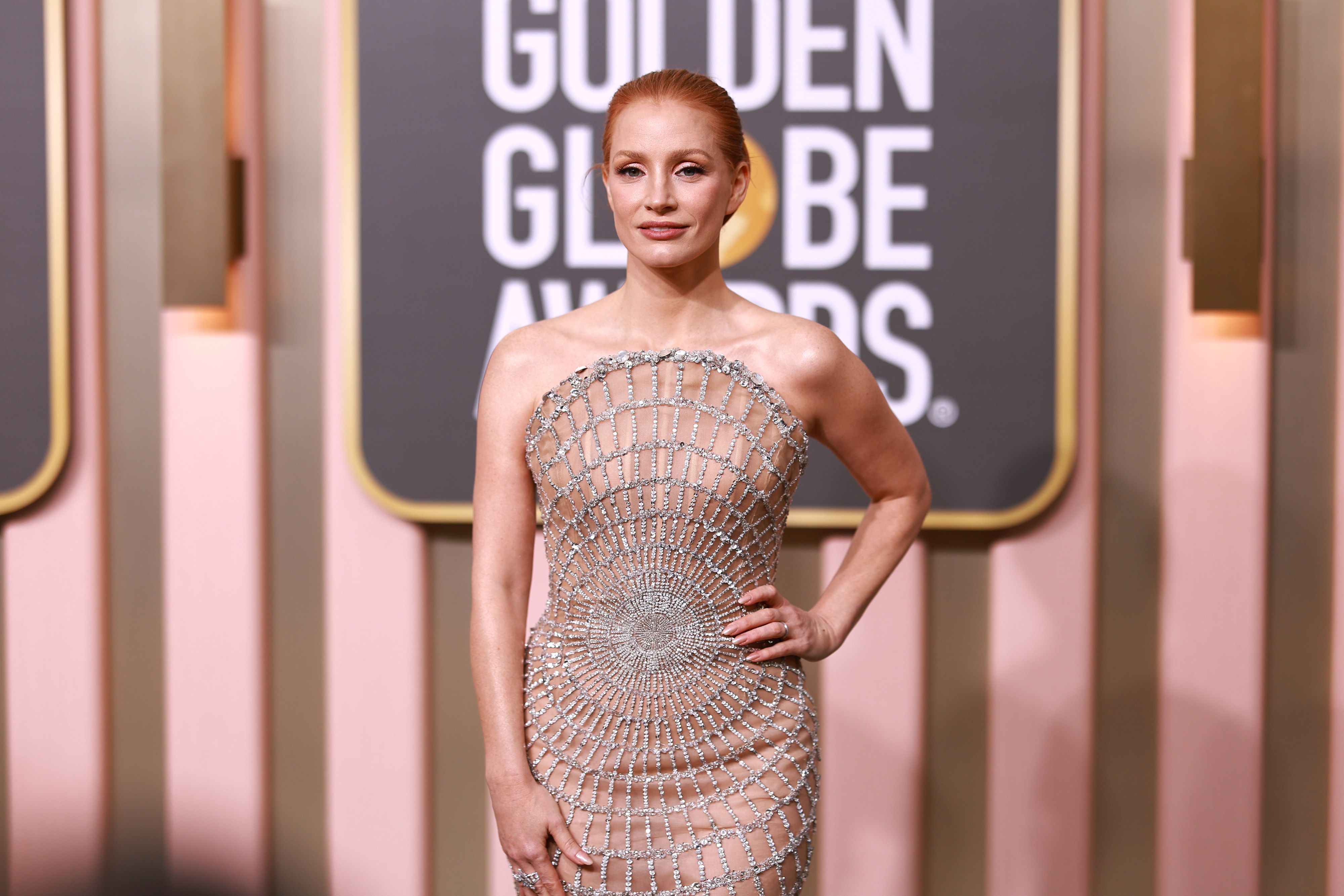 4000px x 2667px - See Jessica Chastain Stun at the Golden Globes in a Jaw-Dropping Nude Dress