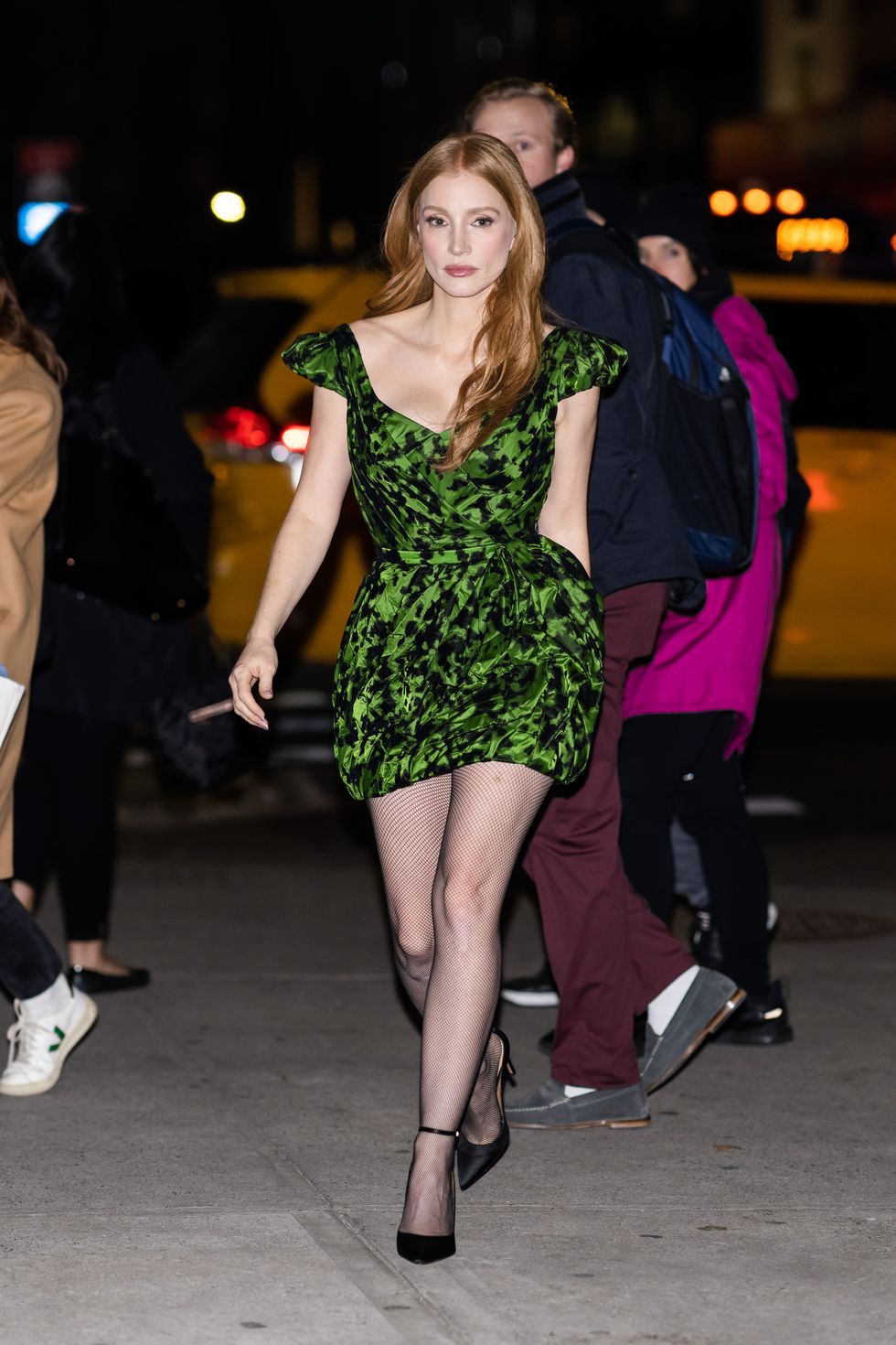 jessica chastain new york city legs minidress