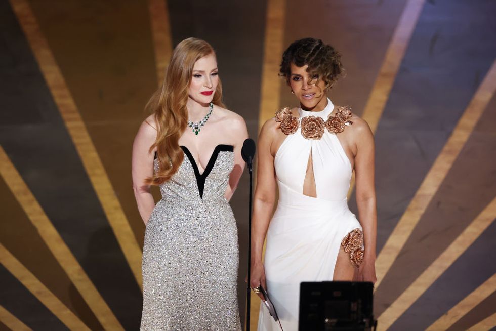 Jessica Chastain wears Gucci sequin gown at the Oscars