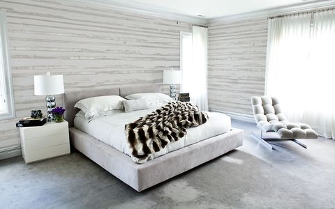 Bedroom, Furniture, White, Room, Bed, Interior design, Bed frame, Property, Bed sheet, Wall, 