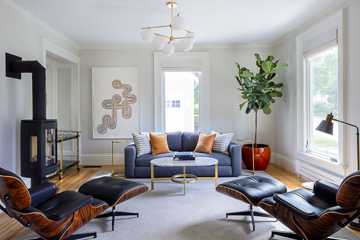 modern living room with black furniture