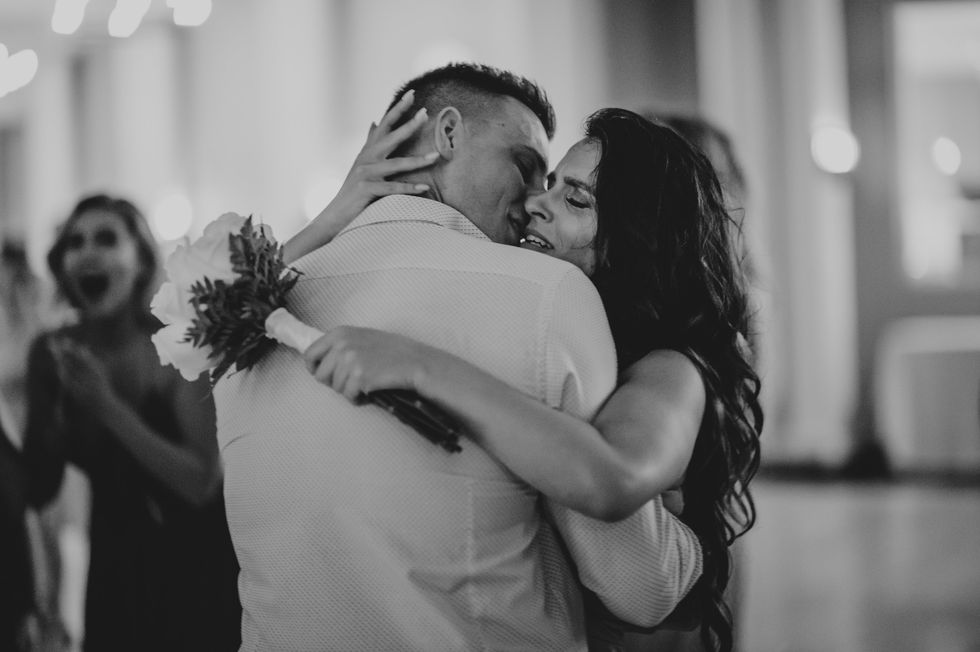 Photograph, Happy, Interaction, Romance, Love, Bouquet, Marriage, Flash photography, Monochrome photography, Photography, 