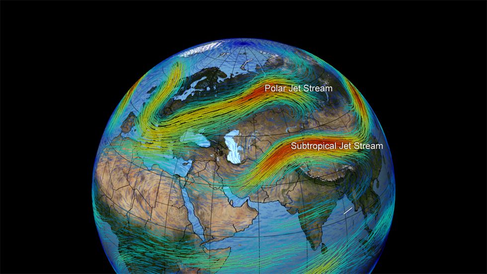 map of polar and subtropical jet streams