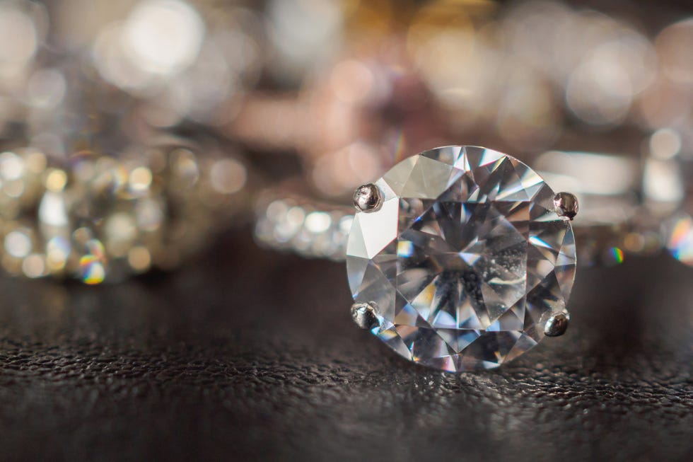 jewelry diamond rings set on black background close up