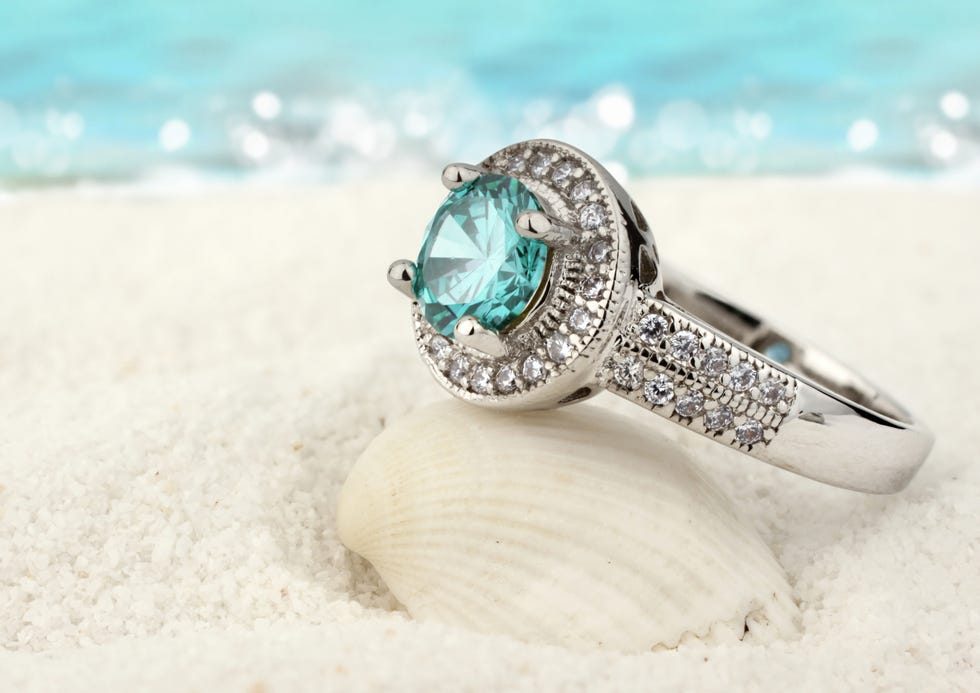 march birthstone aquamarine in a silver ring setting