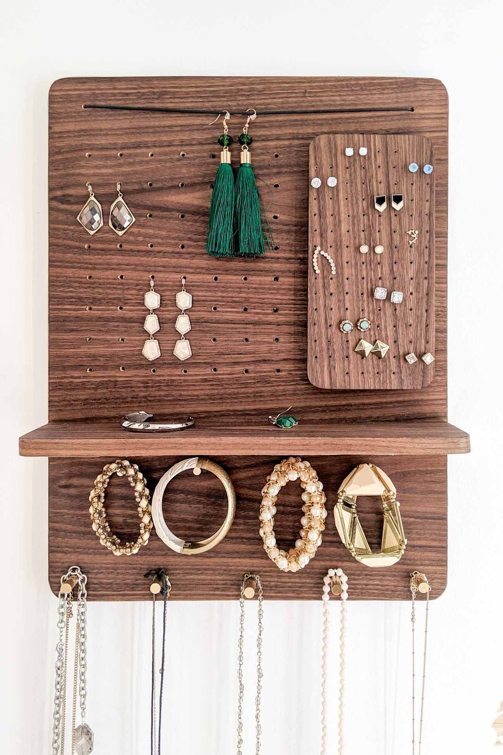 Jewelry Cabinet. WHITE Jewelry Storage.wooden Wall Mounted Earring  Organizer. Earrings Storage. Holder. 