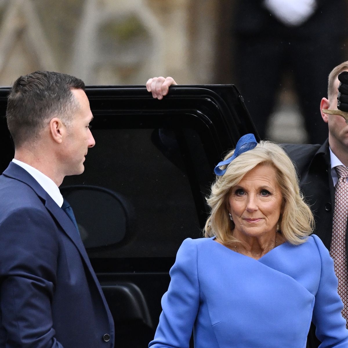 Jill Biden looks radiant in blue as she arrives at the coronation