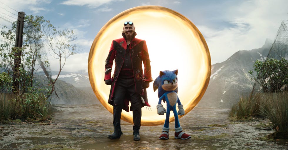 jim carrey as ivo robotnik and ben schwartz as the voice of sonic, sonic the hedgehog 3