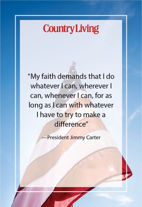 quote by president jimmy carter within a stylized border featuring a flag