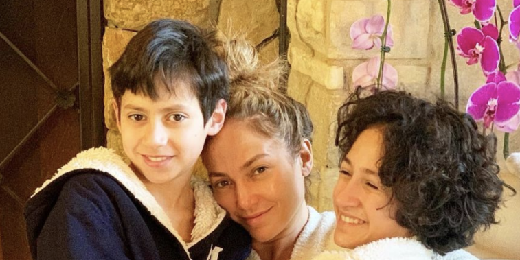 Jennifer Lopez Poses With Twins Emme & Max As They Sit On Her Lap