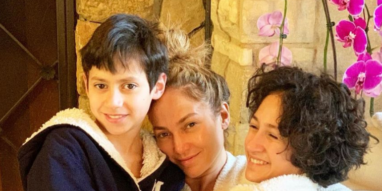 Jennifer Lopez Poses With Twins Emme And Max As They Sit On Her Lap