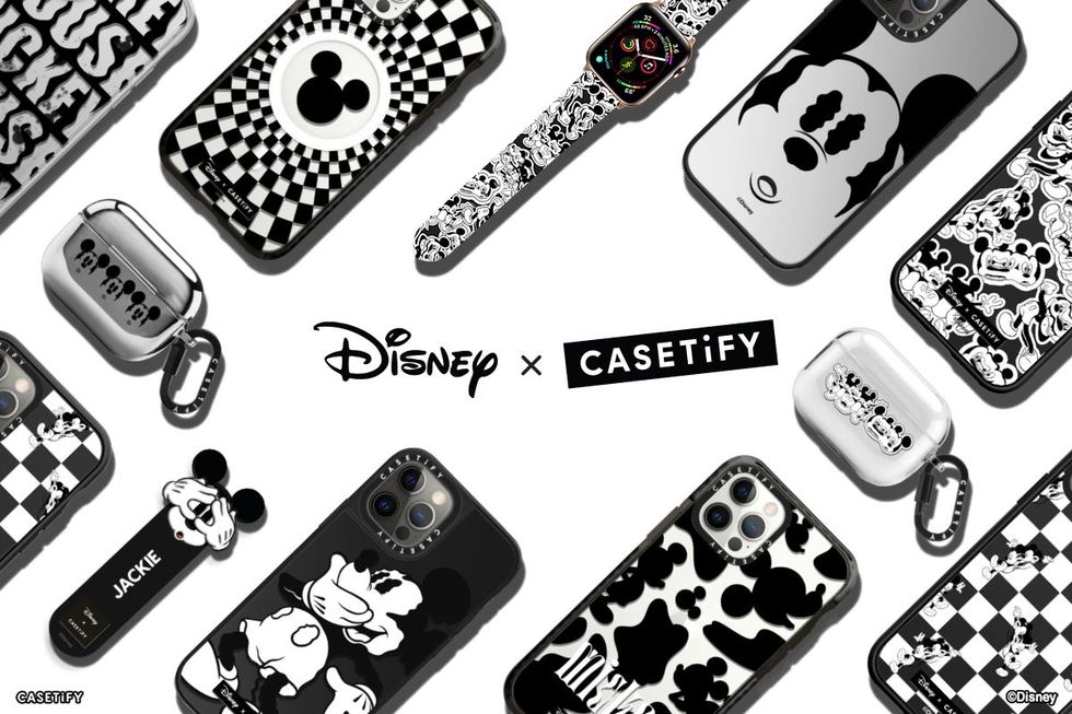 迪士尼  casetify 推出「米奇手機殼、airpods保護套」等低調黑白配件
