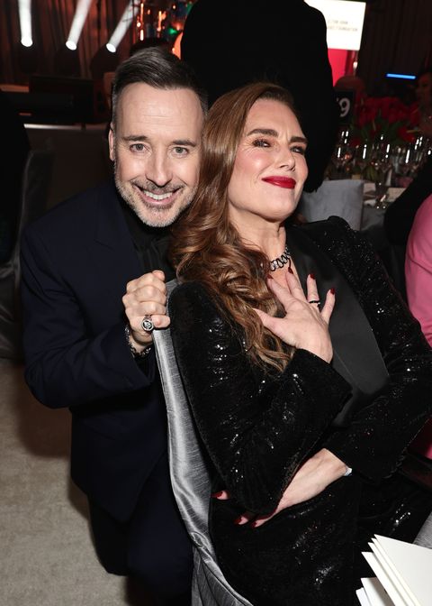 west hollywood, california march 12 david furnish and brooke shields attend the elton john aids foundations 31st annual academy awards viewing party on march 12, 2023 in west hollywood, california photo by jamie mccarthygetty images for elton john aids foundation