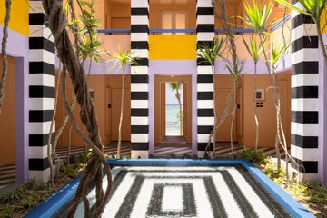 The outdoor pool at the Salt of Palmar in Mauritius by Camille Walala