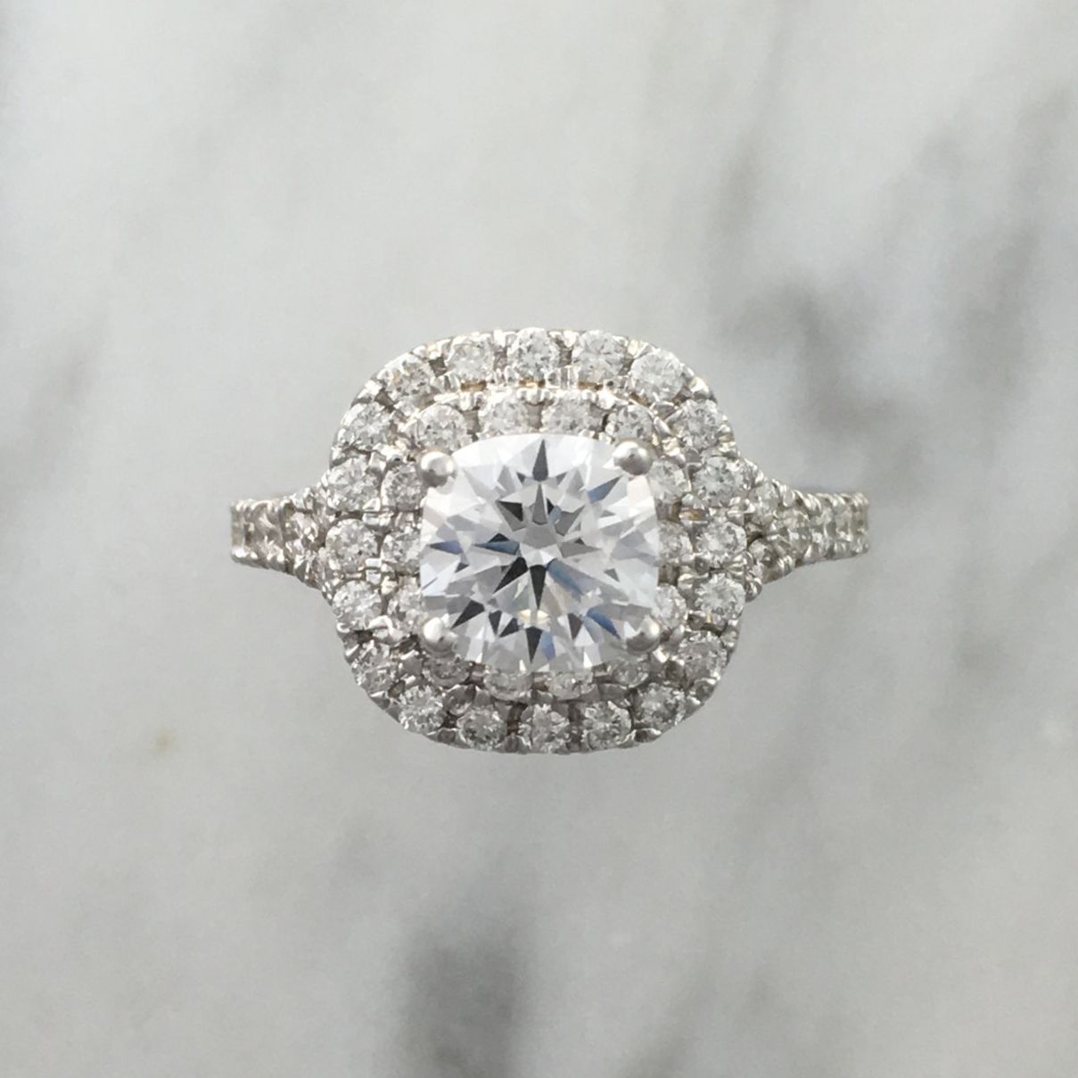 joanna gaines engagement ring - double cushion platinum diamond engagement ring