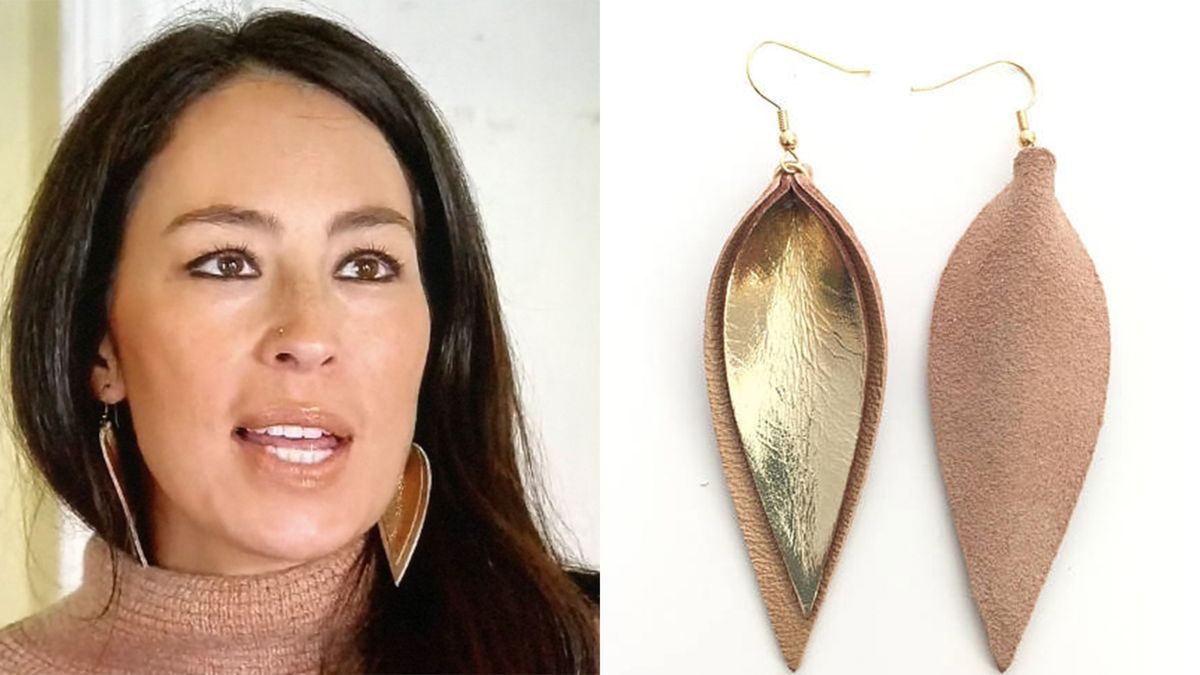 joanna gaines leather leaf earrings